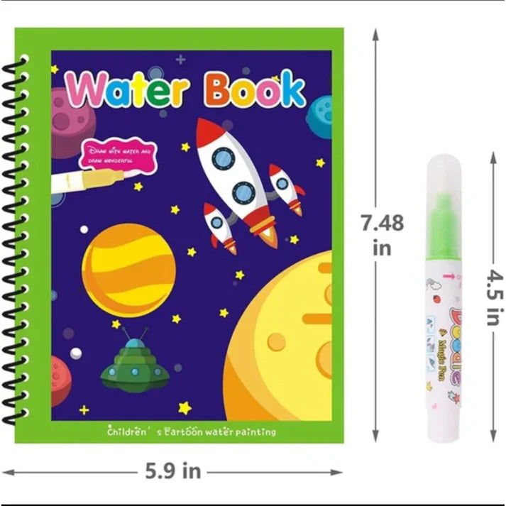 Reusable Magic Coloring Water Book (Pack Of 3 Books + 3 Pens)