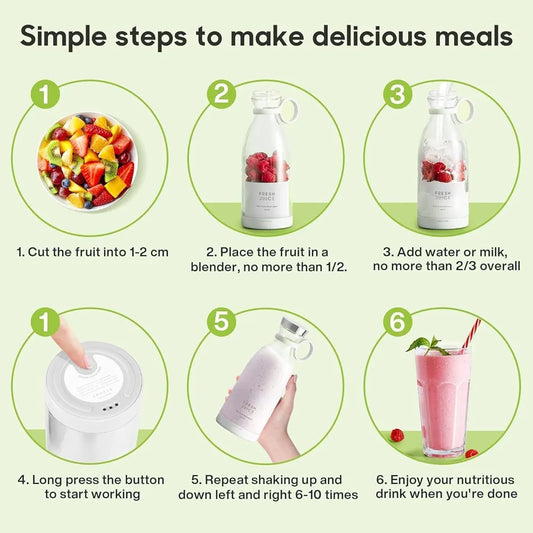 AKEEVA Electric Portable Mini Juicer Bottle |Wireless Personal Juicer Blender for Smoothies and Shakes with 4 Blades |USB Rechargeable Juicer Cups For Home,Travel,Gym and Office,420 ML